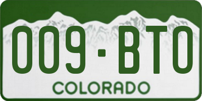 CO license plate 009BTO