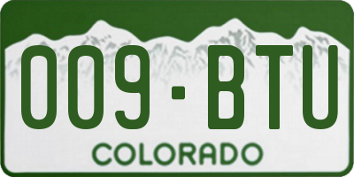 CO license plate 009BTU