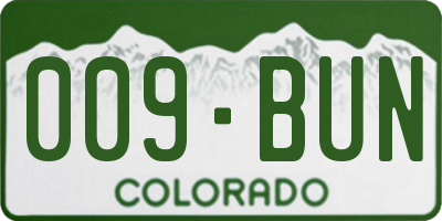 CO license plate 009BUN