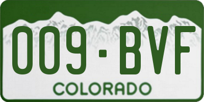 CO license plate 009BVF