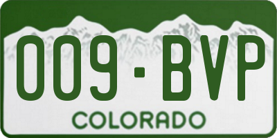 CO license plate 009BVP