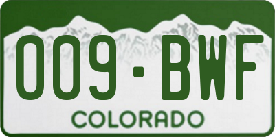 CO license plate 009BWF