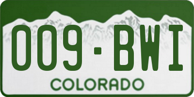 CO license plate 009BWI