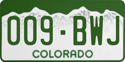 CO license plate 009BWJ