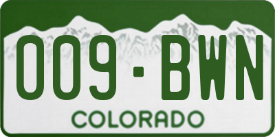 CO license plate 009BWN