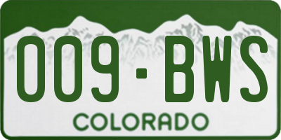 CO license plate 009BWS