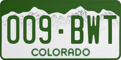 CO license plate 009BWT