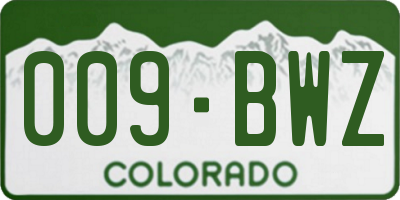 CO license plate 009BWZ