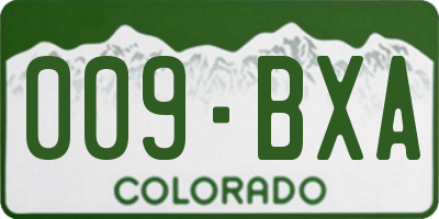 CO license plate 009BXA