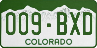 CO license plate 009BXD