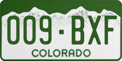 CO license plate 009BXF