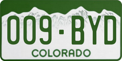 CO license plate 009BYD