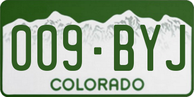 CO license plate 009BYJ