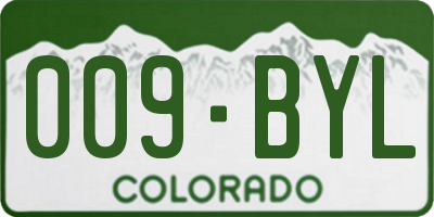 CO license plate 009BYL