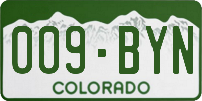 CO license plate 009BYN
