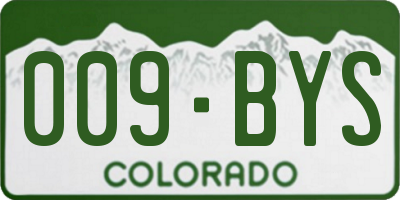 CO license plate 009BYS