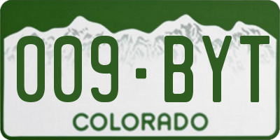 CO license plate 009BYT