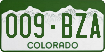 CO license plate 009BZA
