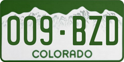 CO license plate 009BZD