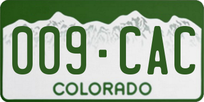 CO license plate 009CAC