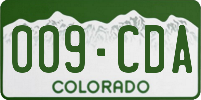 CO license plate 009CDA