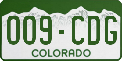 CO license plate 009CDG
