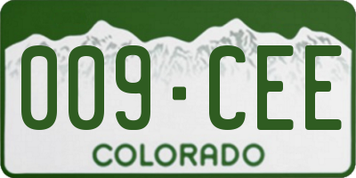 CO license plate 009CEE