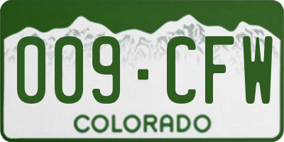 CO license plate 009CFW