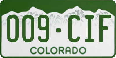 CO license plate 009CIF