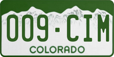 CO license plate 009CIM
