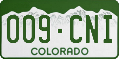 CO license plate 009CNI