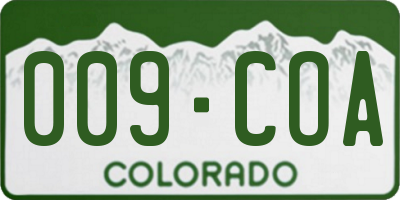 CO license plate 009COA