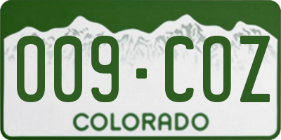 CO license plate 009COZ