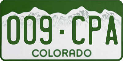 CO license plate 009CPA