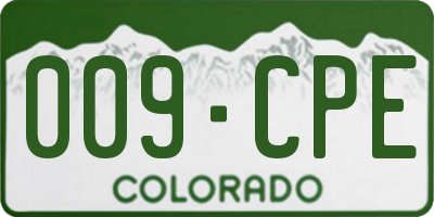 CO license plate 009CPE