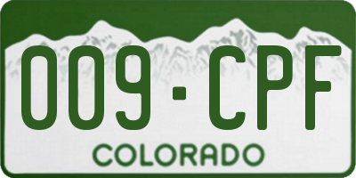 CO license plate 009CPF