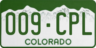 CO license plate 009CPL