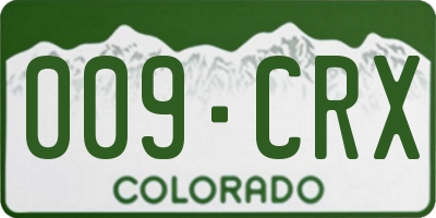 CO license plate 009CRX
