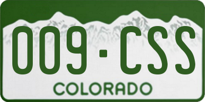 CO license plate 009CSS