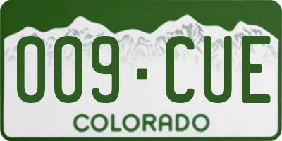 CO license plate 009CUE