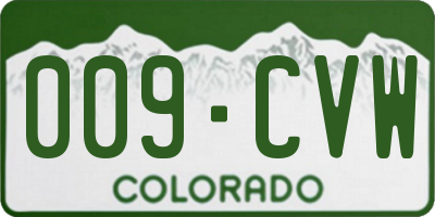 CO license plate 009CVW