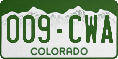 CO license plate 009CWA