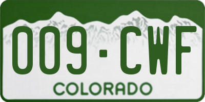 CO license plate 009CWF