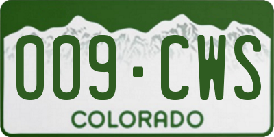 CO license plate 009CWS