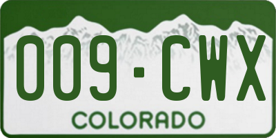 CO license plate 009CWX