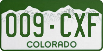 CO license plate 009CXF