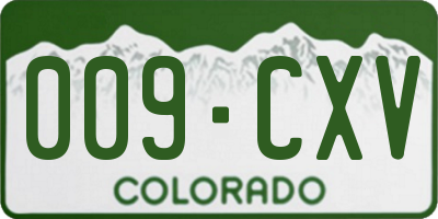 CO license plate 009CXV