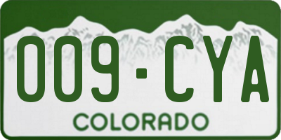 CO license plate 009CYA