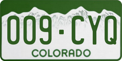 CO license plate 009CYQ