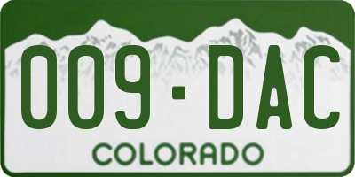 CO license plate 009DAC